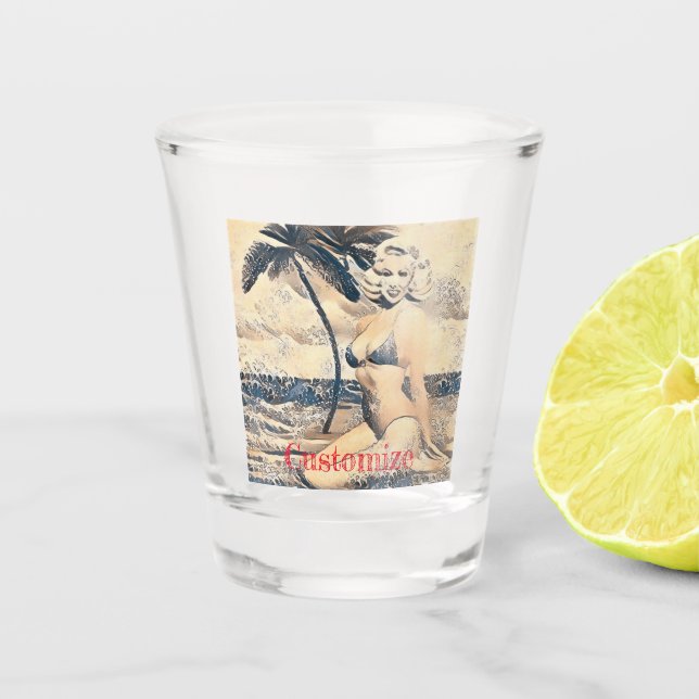 Copo De Shot Bikini - Modelo Thunder_Cove da Loira de Kneeling (Frente)