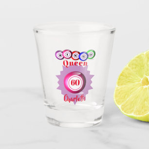 Copo De Shot Bingo Queen Funny Personalizado Aniversário Vidro