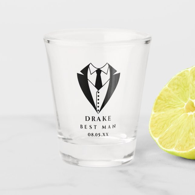 Copo De Shot Black Tux Best Man Personalizado Shot Glass (Frente)