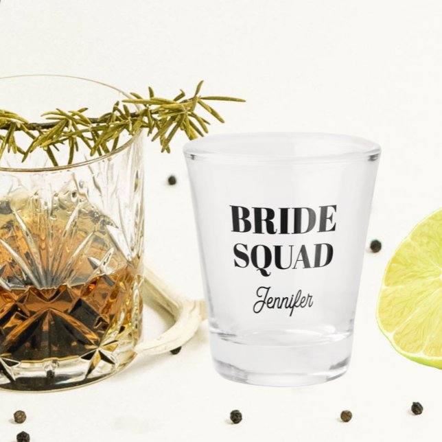 Copo De Shot Black Wedding Bride Squad Personalized (In Situ)