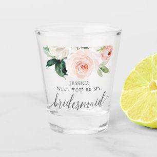 Copo De Shot Blush Blooms Bridesmaid Proposta Shot Glass
