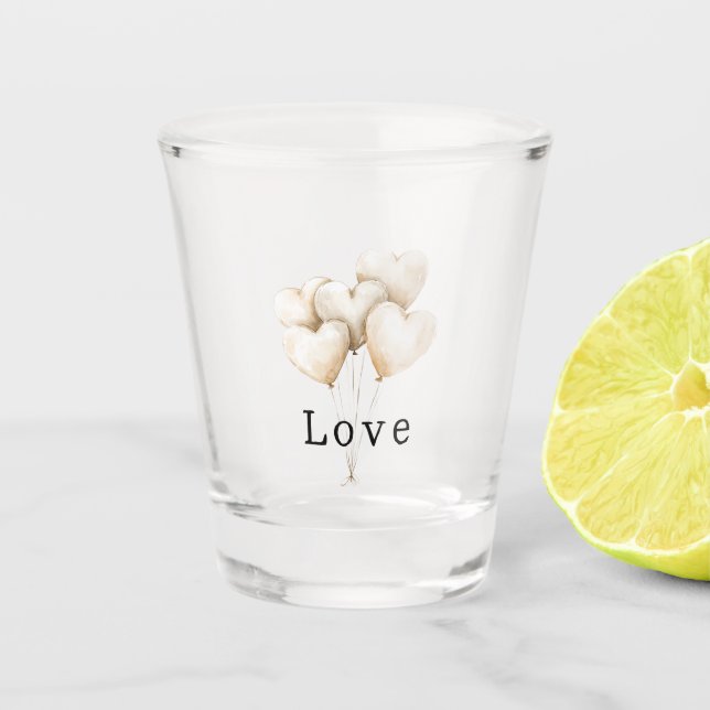 Copo De Shot Blush Cream Hearts Balloons Love (Frente)