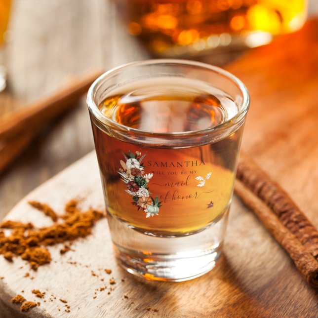Copo De Shot Boho Outono | Você será minha Dama de Honra (Criador carregado)