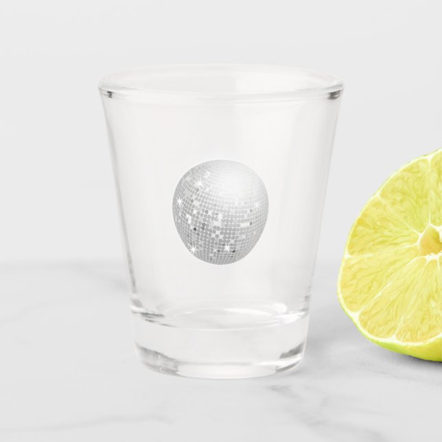 Copo De Shot Bola de Disco Prateada Retroativa 70s (Frente)