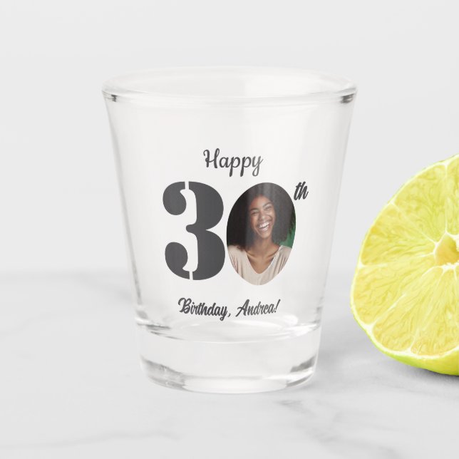 Copo De Shot Bold 30th Birthday Photo (Frente)