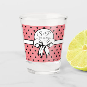 Copo De Shot Bolinhas cor-de-rosa e branca com um Arco personal