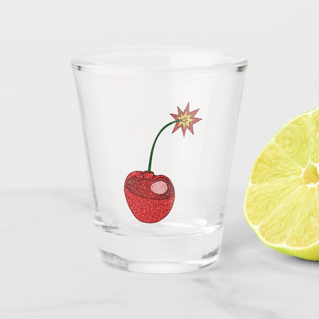 Copo De Shot Bomba de Cherry com brilho (Frente)