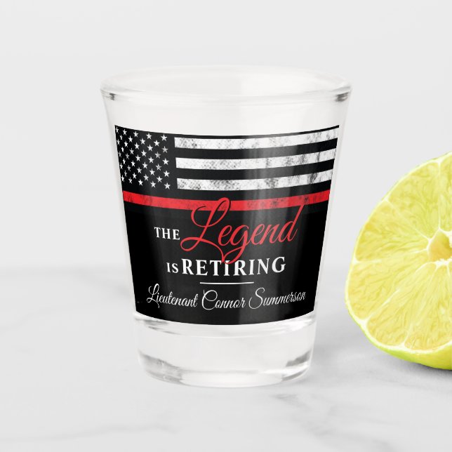 Copo De Shot Bombeiro Aposentadoria Linha Vermelha Bandeira Bom (Frente)