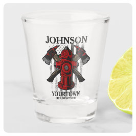 Copo De Shot Bombeiro NOME Fire Department Hydrant USA Flag