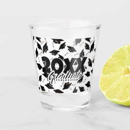 Copo De Shot Bonés de formatura pretos tocados no ar em branco