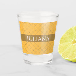 Copo De Shot Bonito Daffodil Dourado Quatrefoil Personalizado