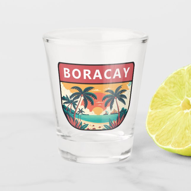 Copo De Shot Boracay Filipinas Retro Emblem (Frente)