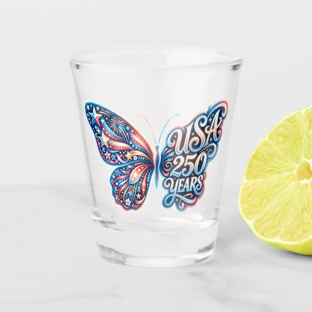Copo De Shot Borboleta para o 250º aniversário dos EUA (Frente)