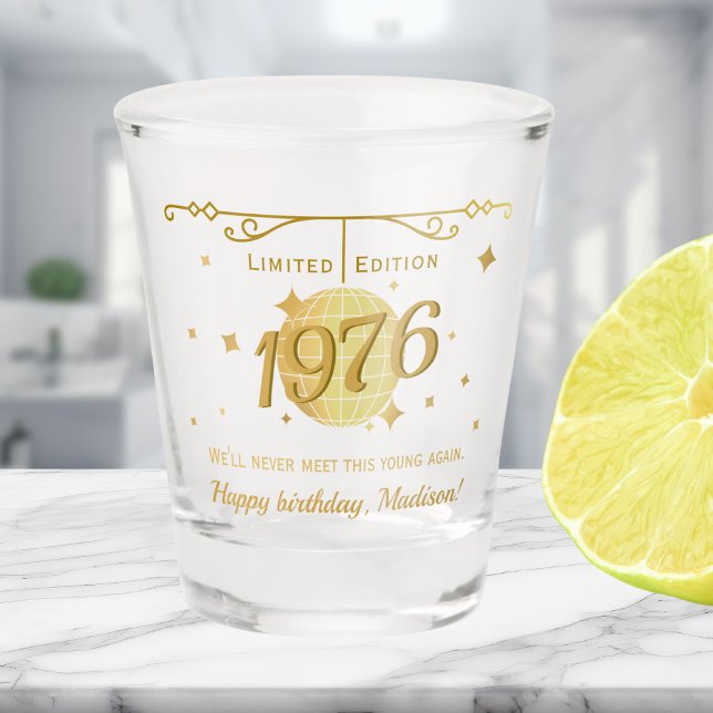 Copo De Shot Born in 1976 50th birthday party drinks barware (Criador carregado)