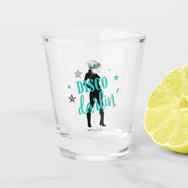 Copo De Shot Botas 'n Brilho Disco Querida Azul ID925  (Frente)