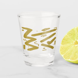 Copo De Shot Branco Tribal e Dourado