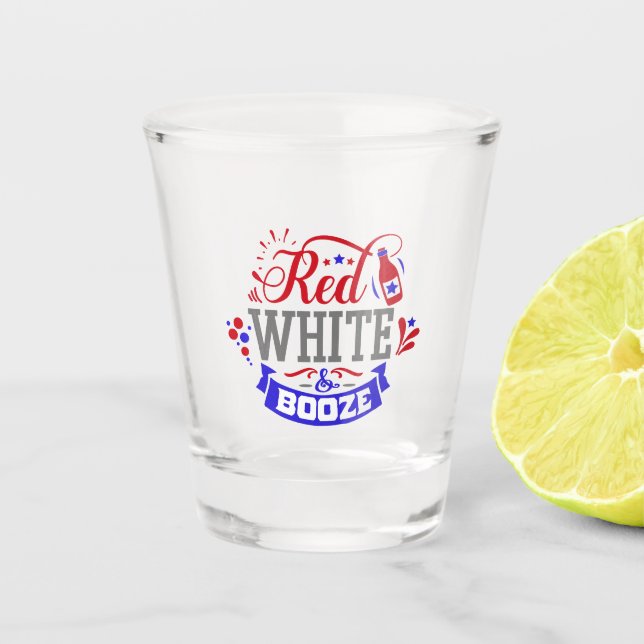 Copo De Shot Branco vermelho e bebidas (Frente)