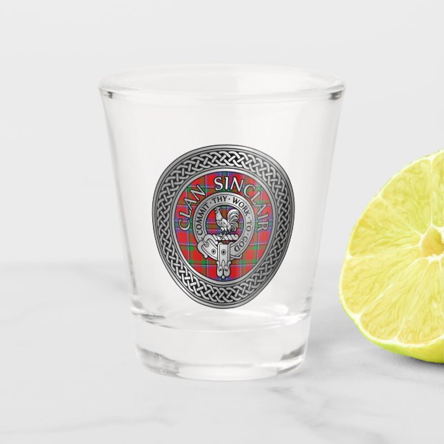 Copo De Shot Brasão do Clã Sinclair & Nó de Tartan (Frente)