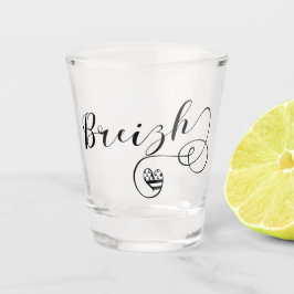 Copo De Shot Breizh Flag in Heart, Brittany, Breton Language