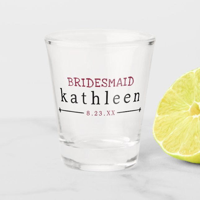 Copo De Shot Bridesmaid Simples da Borgonha Personalizada (Frente)