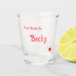 Copo De Shot Bright Red Heart Team Bride