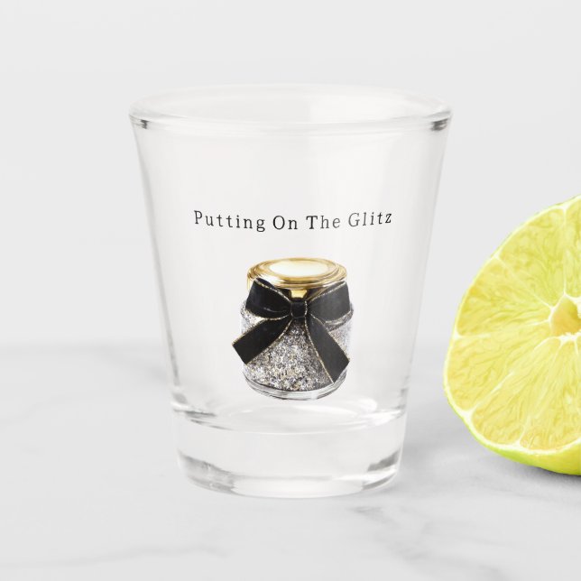 Copo De Shot Brilho Prateado Glitzy Glitter (Frente)