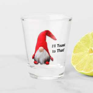 Copo De Shot Brinde vermelho engraçado do Natal do gnomo
