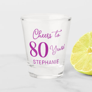 Copo De Shot Brindes Rosa Escuro aos 80 Anos Aniversário de 80