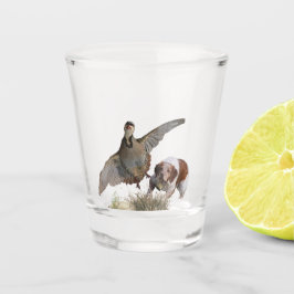 Copo De Shot Brittany Spaniel caçando partucho chukar, Art