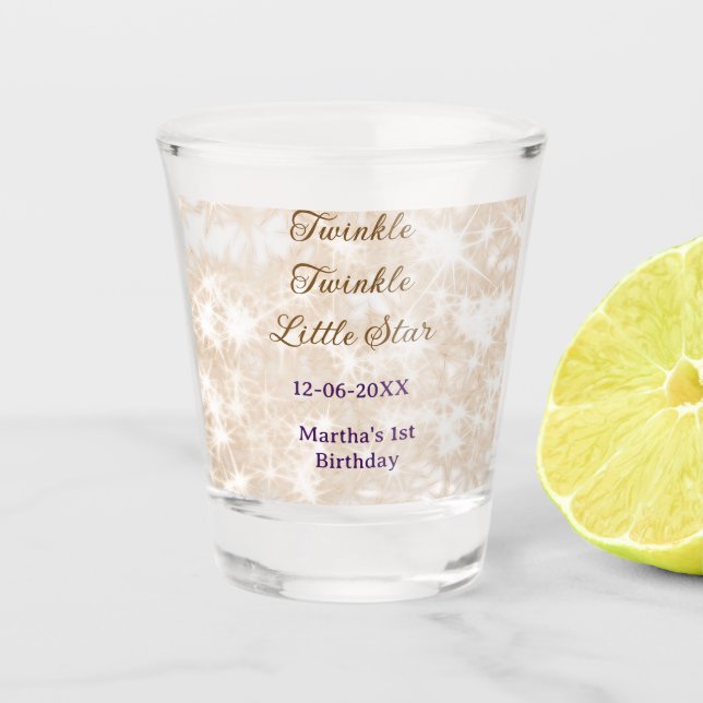 Copo De Shot Brown glitter twinkle twinkle little star birthday (Frente)
