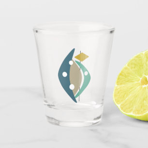 Copo De Shot Bumerangue Azul de Idade Atômica do médio século