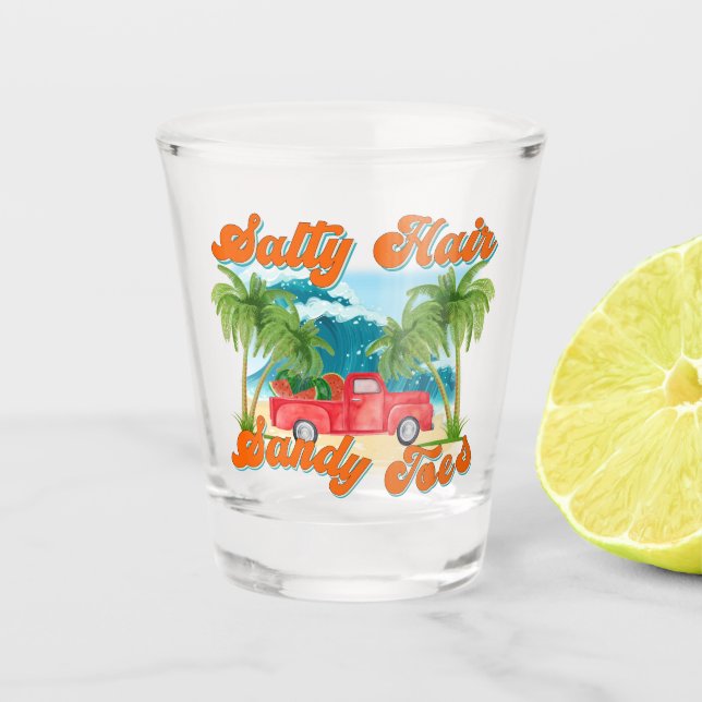 Copo De Shot Cabelo Sandy Toes | Caminhão tropical e praia (Frente)