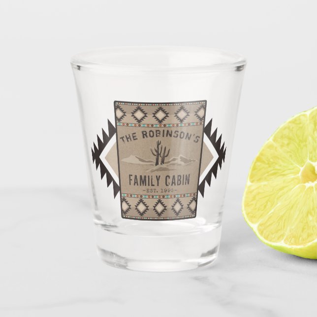 Copo De Shot Cabina da Família Rustic Southwest Native Cactus (Frente)