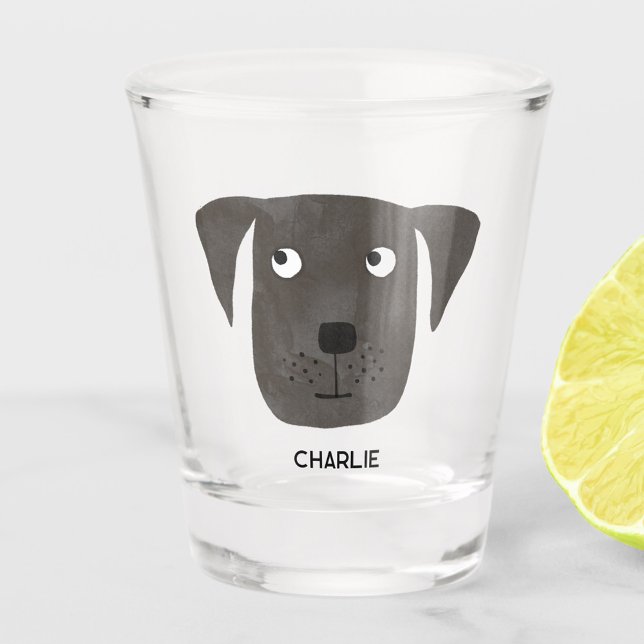 Copo De Shot Cachorro Negro Engraçado Labrador Retriever Person (Fun dog personalized custom name shot glass for animal lovers)