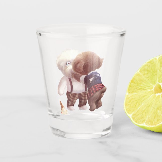 Copo De Shot Cachorros Bonitos Abrindo (Frente)