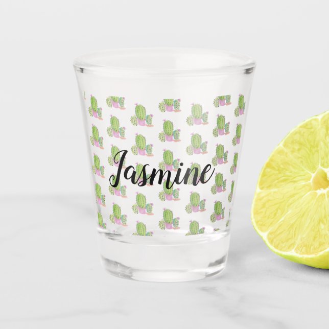 Copo De Shot Cacto Aquarela Personalizado (Frente)