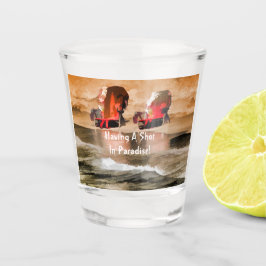 Copo De Shot Cadeiras de praia vermelhas na areia