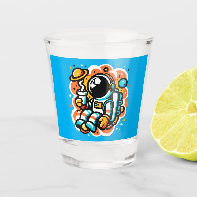 Copo De Shot Café de Bebendo astronauta - Cafeína Espacial Exte (Frente)
