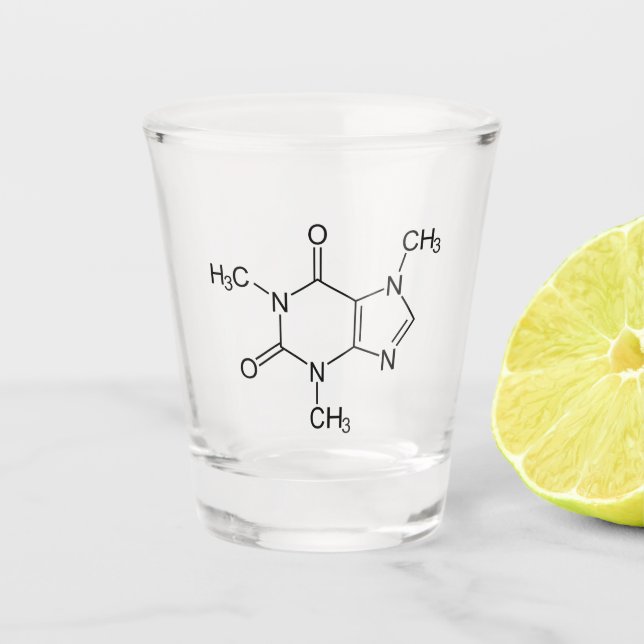 Copo De Shot Caffeine Molecule Chemistry Coffee Atoms (Frente)