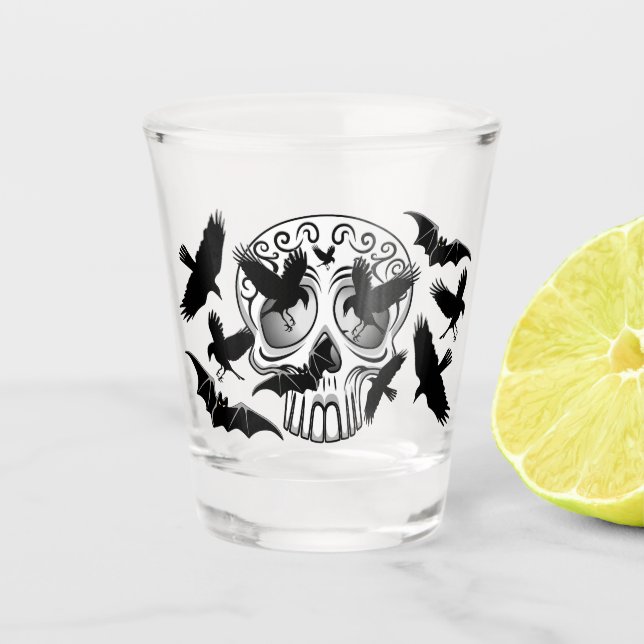 Copo De Shot Calaveras Decorativas do Halloween (Frente)
