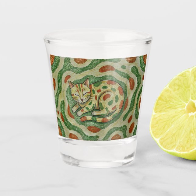 Copo De Shot Calico Cat Camouflage Abstract Pattern (Frente)