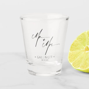 Copo De Shot Caligrafia moderna Sr. e Sra. Black ID1025