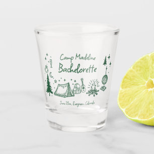 Copo De Shot Camp Bachelorette Camping Mão Desenhada Escrevendo