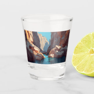 Copo De Shot Cânion com ilustração de rio