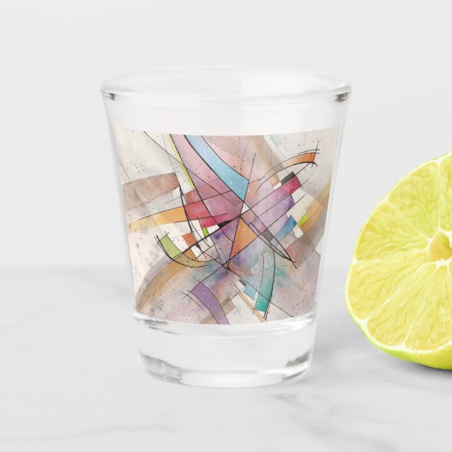 Copo De Shot CANTATA em TOM PASTEL Arte Abstrata (Frente)