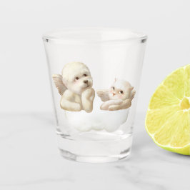 Copo De Shot Cão Angélico e Gato na Nuvem