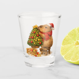 Copo De Shot Capivara de Natal Decorando a Árvore