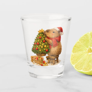 Copo De Shot Capivara de Natal Decorando a Árvore