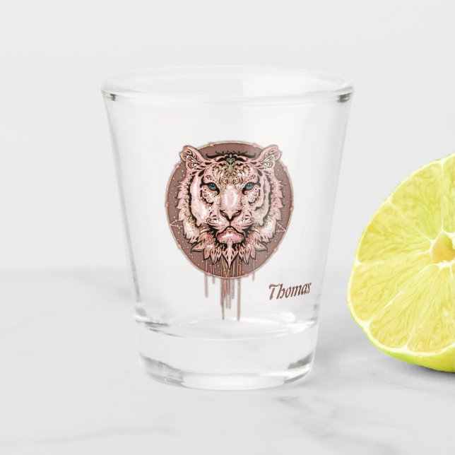 Copo De Shot Captivação e representação artística de um tigre (Frente)