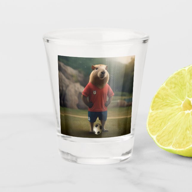 Copo De Shot "Capybara com Ponta de Goal: A Estrela de Futebol  (Frente)